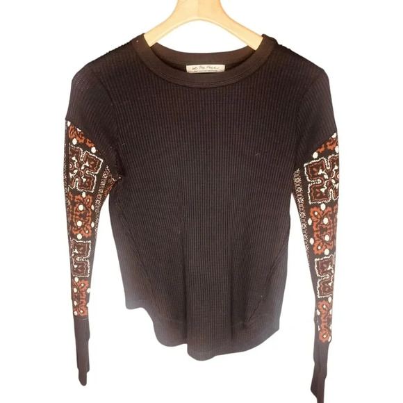 Free People Nikki Layering Bandana Patchwork Sweater Top - Picture 3 of 13